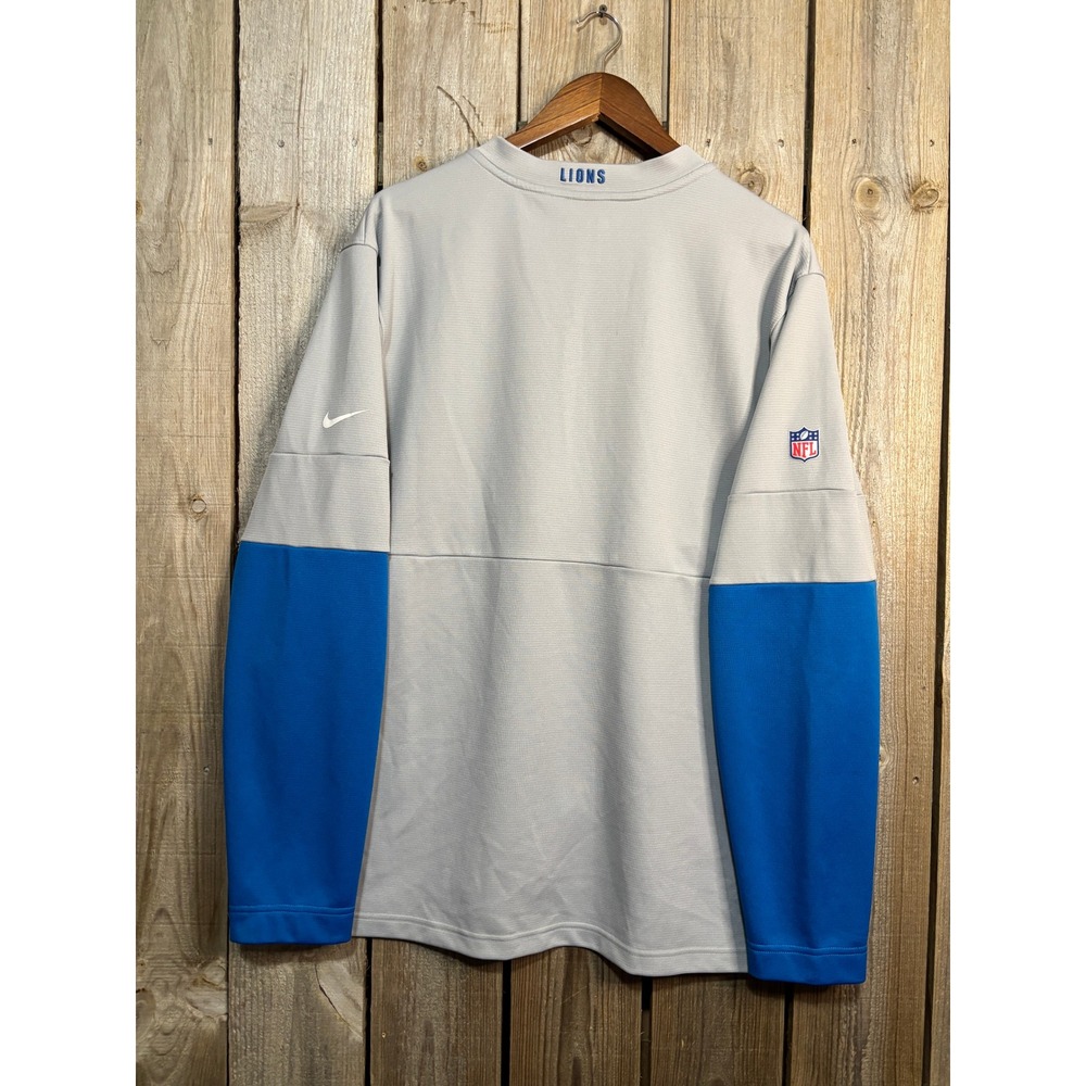 Nike Detroit Lions NFL On-Field Dri-FIT Quarter-Zip Pullover Grey Blue XL - Picture 4 of 9